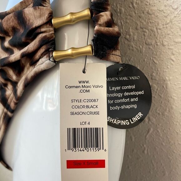 NWT Carmen Marc Valvo Two Piece Leopard Print Swim Suit Size XS - Picture 4 of 6